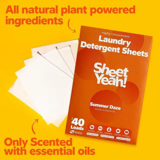 Alt view image 5 of 7 - Laundry Detergent Sheets Eco-Friendly, Hypoallergenic, Gentle on Skin, Highly Concentrated, Wash (Summer Daze, 20 Sheets (40 Standard Loads))