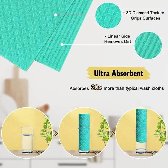Alt view image 3 of 7 - MoLKENE Swedish Dishcloths for Kitchen, 6 Pack Cellulose Sponge Cloths | Non-Scratch Reusable Paper Towels Washable, Absorbent Quick-Drying Cleaning Cloths Dish Rags, 7.7 x 6.9, Assorted Colors