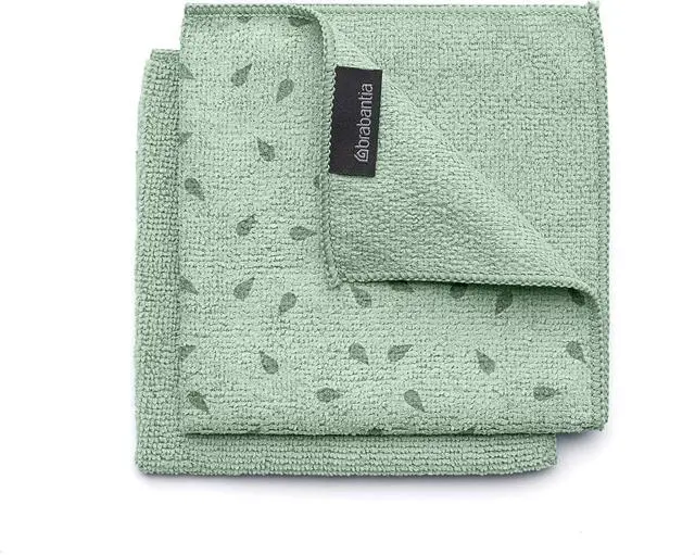 Main image of Brabantia x2 Microfiber Cleaning Dish Cloths (Jade Green) Absorbent Hygenic Rags for Washing, Cleaning, Drying (12x12)