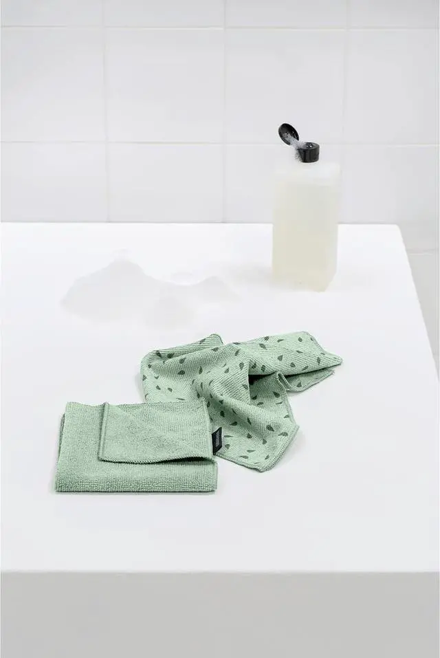 Alt view image 4 of 6 - Brabantia x2 Microfiber Cleaning Dish Cloths (Jade Green) Absorbent Hygenic Rags for Washing, Cleaning, Drying (12x12)
