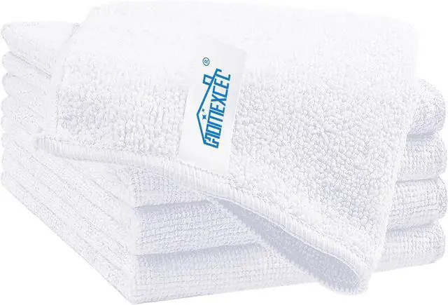 Main image of HOMEXCEL White Cleaning Rags 5 Pack, Highly Absorbent Microfiber Cleaning Cloth for Kitchen, Lint Free, Scratch-Free, Reusable Microfiber Towels for House, Window and Glass, Cars, 11.5 X11.5 inch