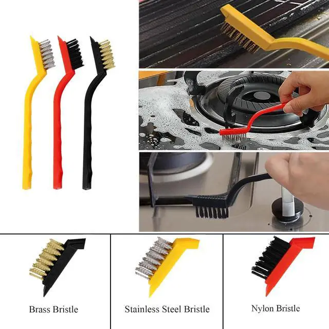 Alt view image 6 of 7 - TuTuYa 11PCS Cleaning Brush Set, Deep Cleaning Groove Gap Cleaning Tool | Remove Stubborn Dirt, Crevice Brush Reach into Deep and Narrow Space, Right-angel Brush and Wire Brush Design for Kitchen