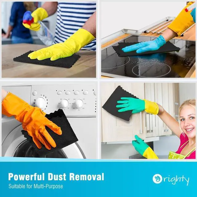 Alt view image 6 of 6 - Orighty Microfiber Cleaning Cloth 5 Pack, Black Cleaning Rags 12x11 inch | Microfiber Towels for Cars, Highly Absorbent Household Cleaning Supplies, Reusable Lint Free Cloths for House, Kitchen