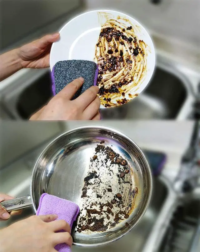 Alt view image 5 of 6 - UPSTAR Kitchen Sponges for Dishes, Microfiber Cleaning Scrubber, Non-Scratch Scrubbies for Dishwashing and Bathroom, Size L Pack of 4