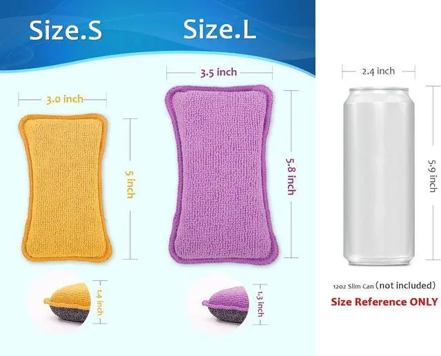Alt view image 3 of 6 - UPSTAR Kitchen Sponges for Dishes, Microfiber Cleaning Scrubber, Non-Scratch Scrubbies for Dishwashing and Bathroom, Size L Pack of 4