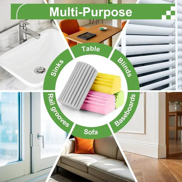 Alt view image 5 of 7 - Jeymei Damp Clean Duster Sponge,4Pcs Dust Sponge for Cleaning,Multicolored | Damp Dusting Sponge with Ridges,Baseboard Cleaning Tool,Reusable Wet Duster Sponge,Household Cleaning Sponges for Blinds