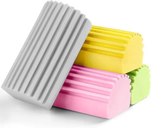 Alt view image 7 of 7 - Jeymei Damp Clean Duster Sponge,4Pcs Dust Sponge for Cleaning,Multicolored | Damp Dusting Sponge with Ridges,Baseboard Cleaning Tool,Reusable Wet Duster Sponge,Household Cleaning Sponges for Blinds