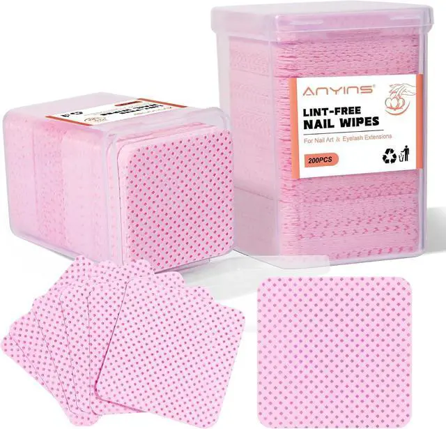 Main image of Lint Free Nail Wipes, 400PCS Lint Free Wipes Non-Woven Fabric Nail Polish Remover Super Absorbent Soft Cotton Pads for Lash Extensions Glue Cleaning Salon Supplies & Home DIY