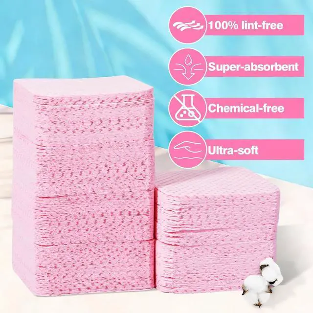 Alt view image 2 of 7 - Lint Free Nail Wipes, 400PCS Lint Free Wipes Non-Woven Fabric Nail Polish Remover Super Absorbent Soft Cotton Pads for Lash Extensions Glue Cleaning Salon Supplies & Home DIY