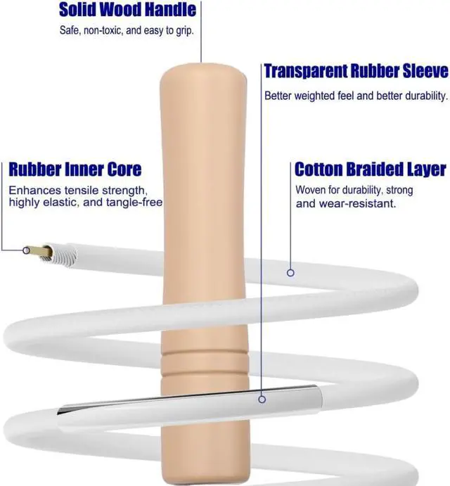 Alt view image 2 of 7 - Jump Rope for Kids - Wooden Handle - Adjustable Cotton Braided Fitness Skipping Rope for Toddler Fitness Workout Exercise Outdoor Activity