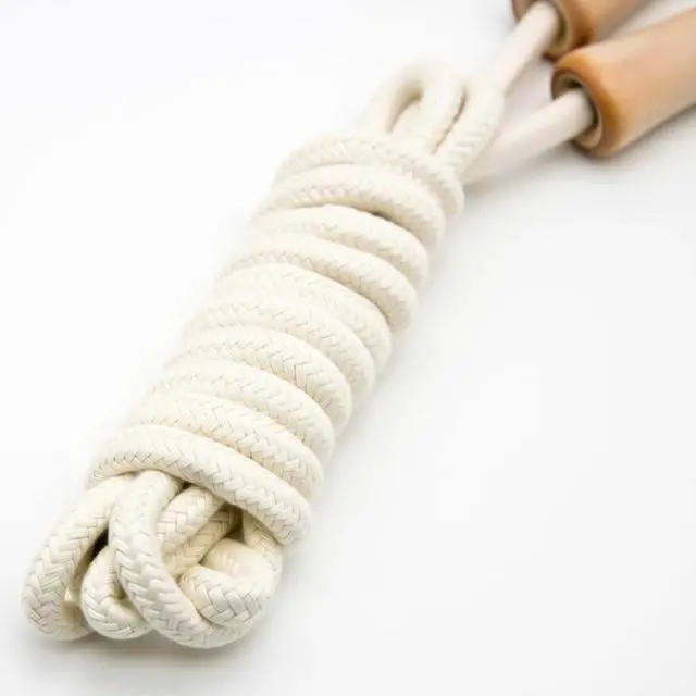 Alt view image 5 of 7 - Jump Rope for Kids - Wooden Handle - Adjustable Cotton Braided Fitness Skipping Rope for Toddler Fitness Workout Exercise Outdoor Activity