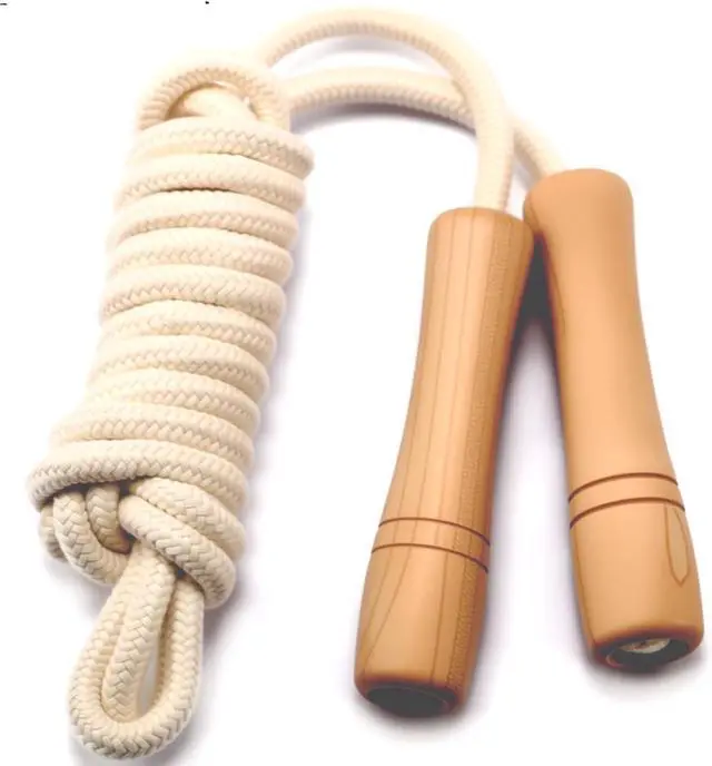 Alt view image 6 of 7 - Jump Rope for Kids - Wooden Handle - Adjustable Cotton Braided Fitness Skipping Rope for Toddler Fitness Workout Exercise Outdoor Activity