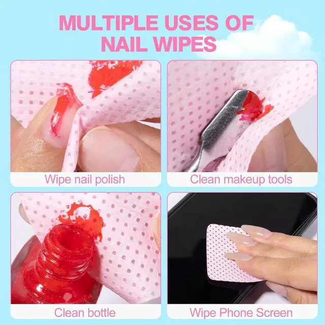 Alt view image 5 of 7 - Lint Free Nail Wipes, 400PCS Lint Free Wipes Non-Woven Fabric Nail Polish Remover Super Absorbent Soft Cotton Pads for Lash Extensions Glue Cleaning Salon Supplies & Home DIY