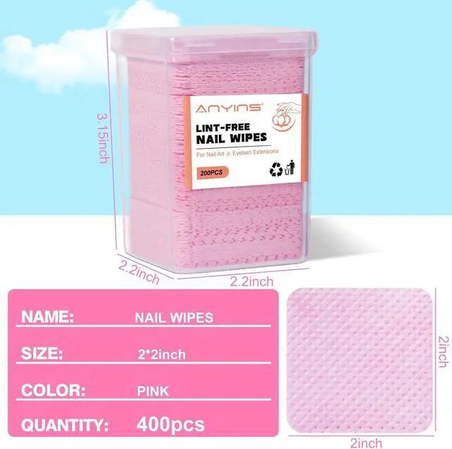 Alt view image 6 of 7 - Lint Free Nail Wipes, 400PCS Lint Free Wipes Non-Woven Fabric Nail Polish Remover Super Absorbent Soft Cotton Pads for Lash Extensions Glue Cleaning Salon Supplies & Home DIY