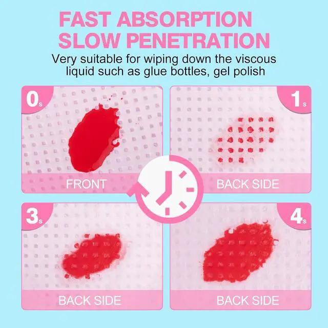 Alt view image 7 of 7 - Lint Free Nail Wipes, 400PCS Lint Free Wipes Non-Woven Fabric Nail Polish Remover Super Absorbent Soft Cotton Pads for Lash Extensions Glue Cleaning Salon Supplies & Home DIY