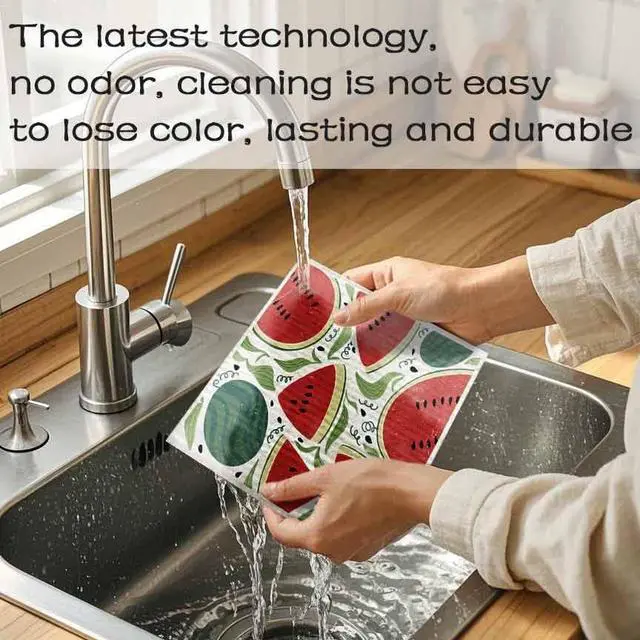Alt view image 3 of 6 - Swedish Dishcloths for Kitchen 6 Pack Cellulose Reusable Cleaning Paper Towels Soft, Quick-Drying, Washable Dish Rags for Kitchen, Counters & More (Fruit)