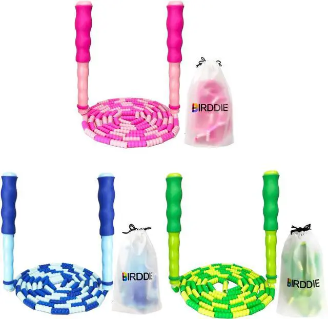 Main image of BIRDDIE Soft Beaded Jump Ropes For Kids, Adoult Fat Burning Fitness | Individual bag for easy storage; Adjustable length; Tangle-free segmented;Non-slip handle; Cord length: 240 cm/94.48 inch