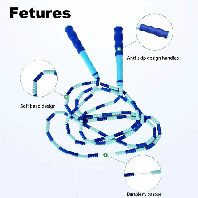 Alt view image 2 of 5 - BIRDDIE Soft Beaded Jump Ropes For Kids, Adoult Fat Burning Fitness | Individual bag for easy storage; Adjustable length; Tangle-free segmented;Non-slip handle; Cord length: 240 cm/94.48 inch