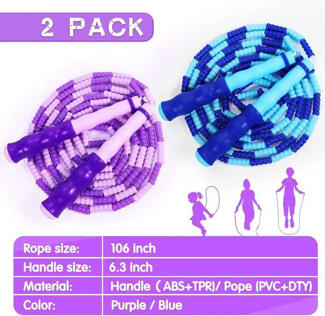 Alt view image 3 of 5 - Supertrip Jump Rope Kids-Soft Beaded Skipping Rope Adjustable Tangle-Free Segmented Jumping Rope for Children and Students