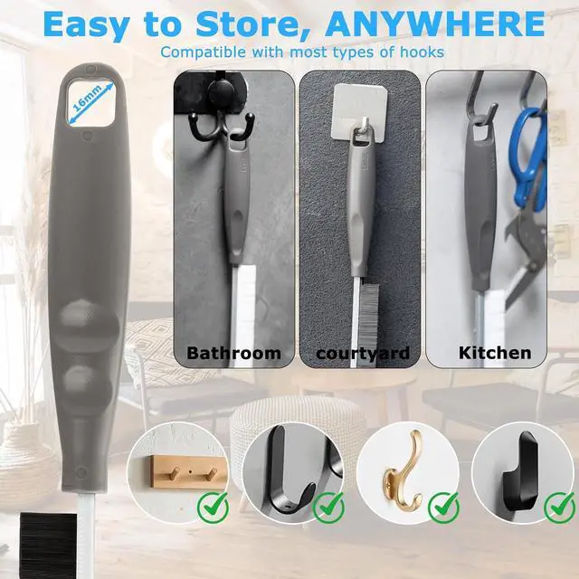 Alt view image 3 of 3 - 2026 NEW Ergonomic Anti-Slip Handle Grout Brush, 2Pcs Crevice Cleaning Brush, Hard Bristle Multi-Purpose Cleaning Tools, Small Cleaning Brush for Household Use Kitchen Bathroom, Right Hand