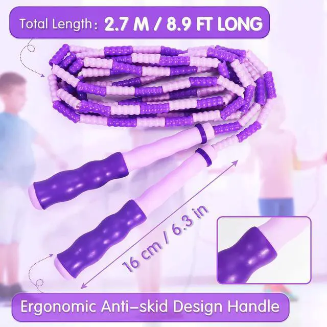 Alt view image 4 of 5 - Supertrip Jump Rope Kids-Soft Beaded Skipping Rope Adjustable Tangle-Free Segmented Jumping Rope for Children and Students