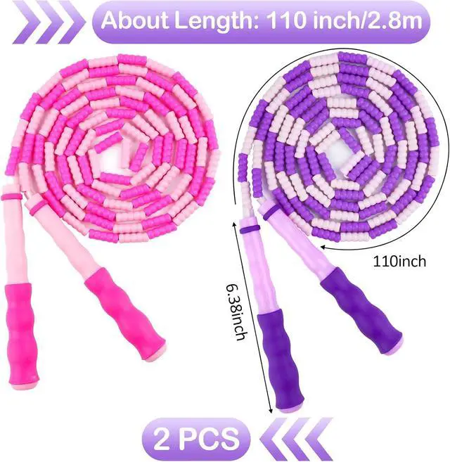 Alt view image 2 of 3 - Jump Rope for Kids, Adjustable Jump Ropes for 4 5 6 7 8 10 12, Tangle Free | Jumping Rope Age 8-12, Segmented Soft Beaded Skipping Rope for Women Fitness