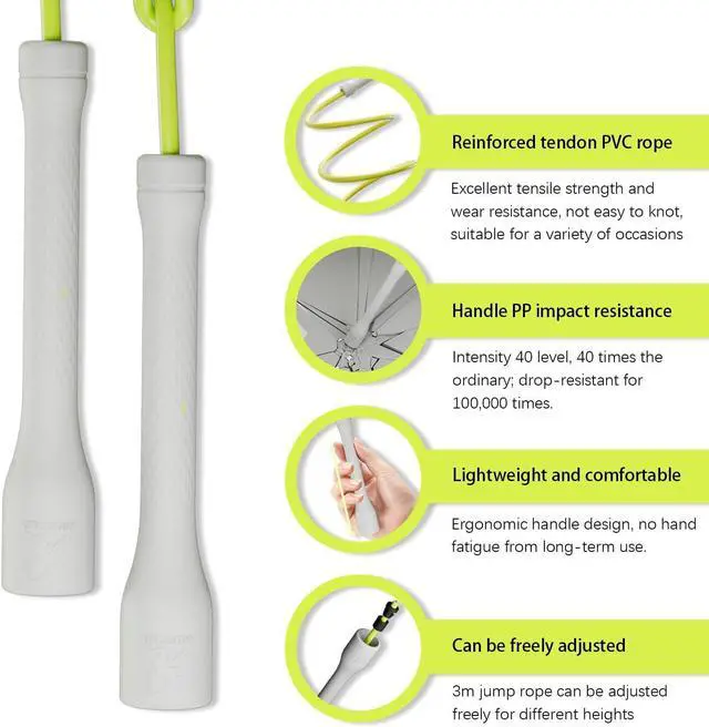 Alt view image 3 of 7 - 10,000-Drop Unbreakable Jump Rope, 5mm PVC Adjustable Speed Rope with Ergonomic PP Handles for Boxing, HIIT & Home Gym