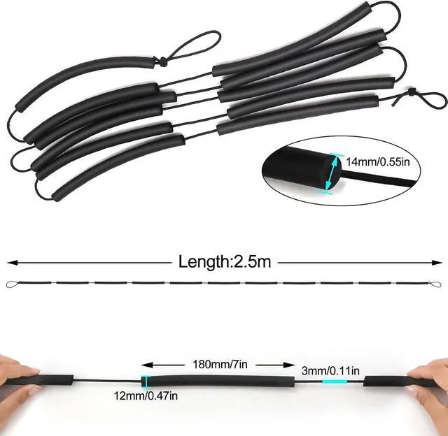 Alt view image 2 of 7 - High Jump Elastic Crossbar, 8.2ft Long Pole Vault Elastic Bungee Cord High Jump Training Equipment Elastic Crossbar Foam Track & Field Equipment for Beginners Athletes Practice (Black)