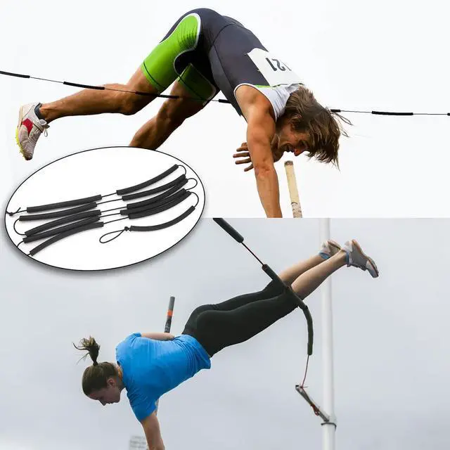 Alt view image 6 of 7 - High Jump Elastic Crossbar, 8.2ft Long Pole Vault Elastic Bungee Cord High Jump Training Equipment Elastic Crossbar Foam Track & Field Equipment for Beginners Athletes Practice (Black)