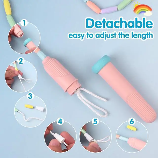 Alt view image 5 of 7 - Beaded Jump Rope 1 Pack/2 Pack, ACEONE Segmented Skipping Rope for Kids Adults, Adjustable Tangle-Free Toddler Jumping Rope for Fitness Exercise Training