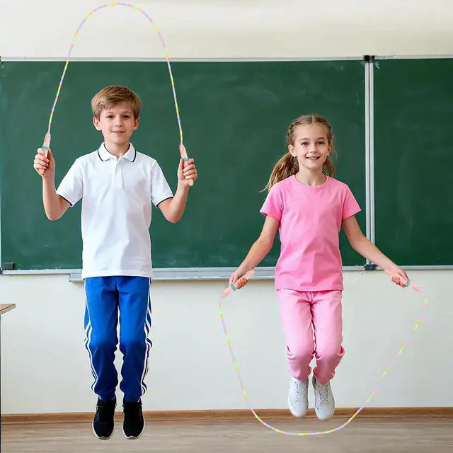 Alt view image 6 of 7 - Beaded Jump Rope 1 Pack/2 Pack, ACEONE Segmented Skipping Rope for Kids Adults, Adjustable Tangle-Free Toddler Jumping Rope for Fitness Exercise Training