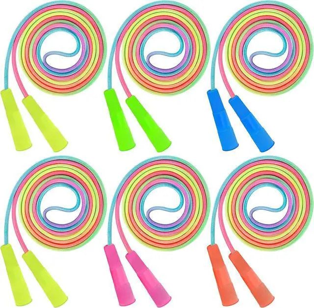 Main image of 6 Pack Jump Rope for Kids, Adjustable Length Nylon Skipping Ropes for Kids | 7.55 Ft, Gradient Jump Rope, Adjustable Jump Rope, Plastic Handle Rope, Family Games, Outdoor Exercise, Recess Play