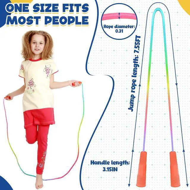 Alt view image 2 of 7 - 6 Pack Jump Rope for Kids, Adjustable Length Nylon Skipping Ropes for Kids | 7.55 Ft, Gradient Jump Rope, Adjustable Jump Rope, Plastic Handle Rope, Family Games, Outdoor Exercise, Recess Play