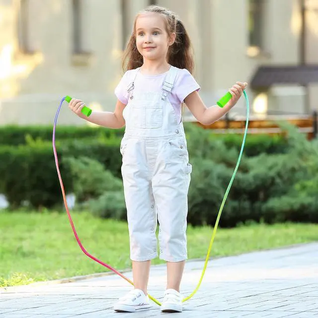 Alt view image 6 of 7 - 6 Pack Jump Rope for Kids, Adjustable Length Nylon Skipping Ropes for Kids | 7.55 Ft, Gradient Jump Rope, Adjustable Jump Rope, Plastic Handle Rope, Family Games, Outdoor Exercise, Recess Play