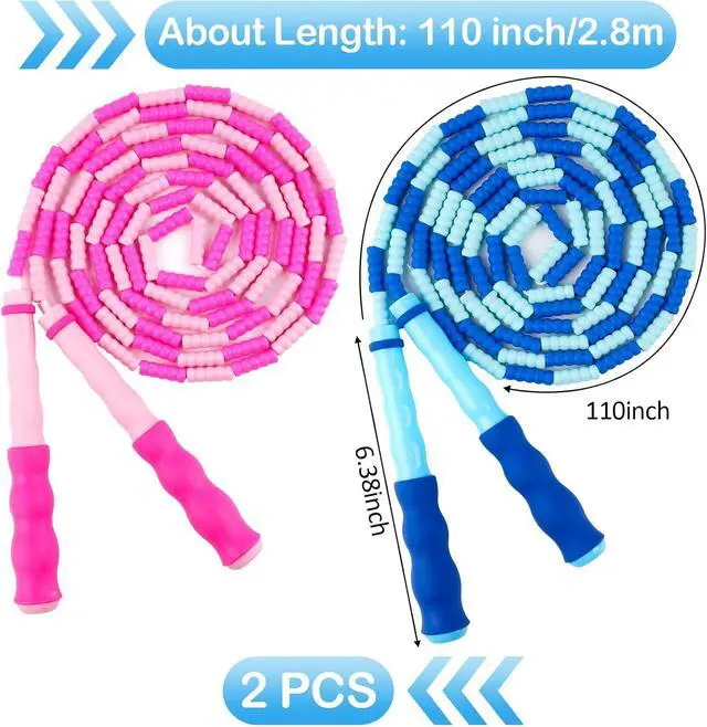 Alt view image 7 of 7 - Jump Rope for Kids, Adjustable Jump Ropes for 4 5 6 7 8 10 12, Tangle Free | Jumping Rope Age 8-12, Segmented Soft Beaded Skipping Rope for Women Fitness