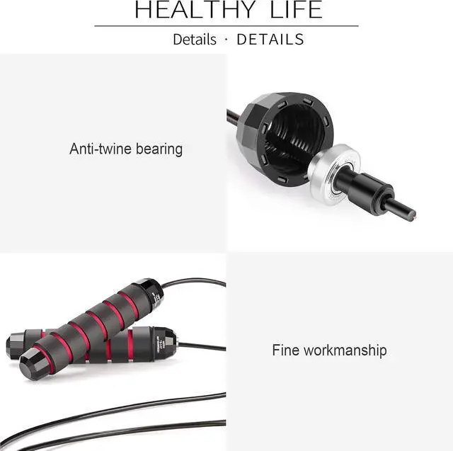 Alt view image 5 of 6 - DEGOL Skipping Rope with Ball Bearings Rapid Speed Adjustable Jump Rope Cable and 6 Memory Foam Handles Ideal for Aerobic Exercise Like Speed Training, Extreme Jumping, Endurance Training and Gym