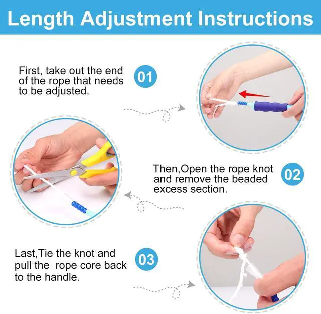Alt view image 3 of 7 - GRAWUN Jump Rope For Kids, Soft Beaded Jump Rope, Adjustable Length Tangle-Free Segmented Soft Beaded Skipping Ropefor Women, Men and Kids Keeping Fit, Workout and Weight Loss