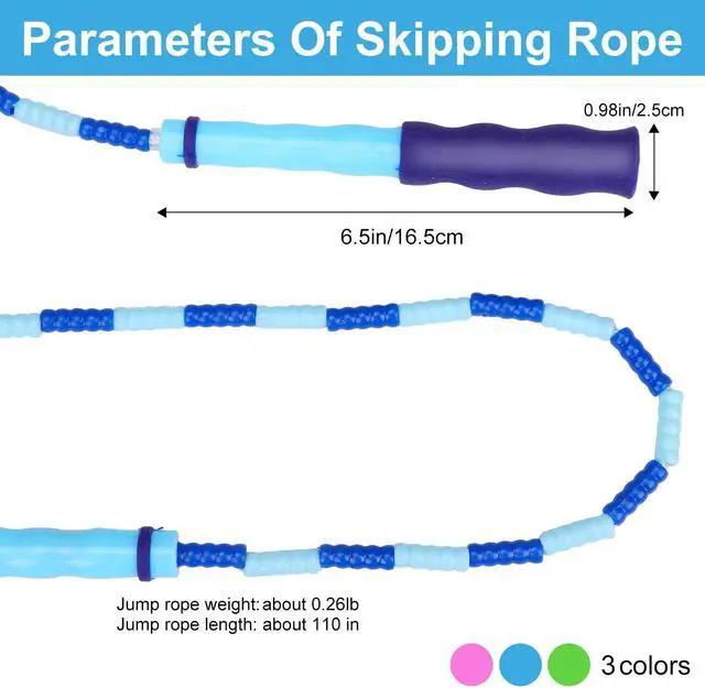 Alt view image 4 of 7 - GRAWUN Jump Rope For Kids, Soft Beaded Jump Rope, Adjustable Length Tangle-Free Segmented Soft Beaded Skipping Ropefor Women, Men and Kids Keeping Fit, Workout and Weight Loss