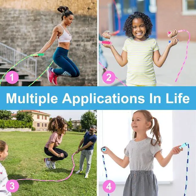 Alt view image 7 of 7 - GRAWUN Jump Rope For Kids, Soft Beaded Jump Rope, Adjustable Length Tangle-Free Segmented Soft Beaded Skipping Ropefor Women, Men and Kids Keeping Fit, Workout and Weight Loss