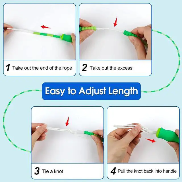Alt view image 4 of 6 - Jump Rope for Kids, 9 Ft Adjustable Jump Ropes for 4 5 6 7 8 10 12, Segmented Soft Beaded Jumping Rope Age 8-12, Tangle Free Skipping Rope for Women Man Fitness Weight Loss