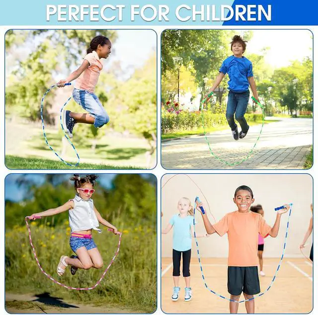 Alt view image 6 of 6 - Jump Rope for Kids, 9 Ft Adjustable Jump Ropes for 4 5 6 7 8 10 12, Segmented Soft Beaded Jumping Rope Age 8-12, Tangle Free Skipping Rope for Women Man Fitness Weight Loss