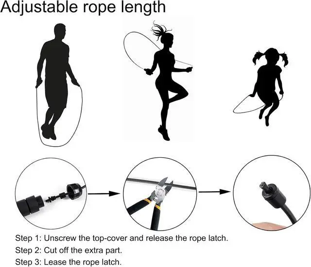 Alt view image 5 of 7 - BOOMIBOO Jump Rope, Adjustable Jump Ropes,Skipping Rope Tangle-Free Rapid Speed with Ball Bearings for Women Men Kids,Exercise & Slim Body Jumprope at Home School Gym
