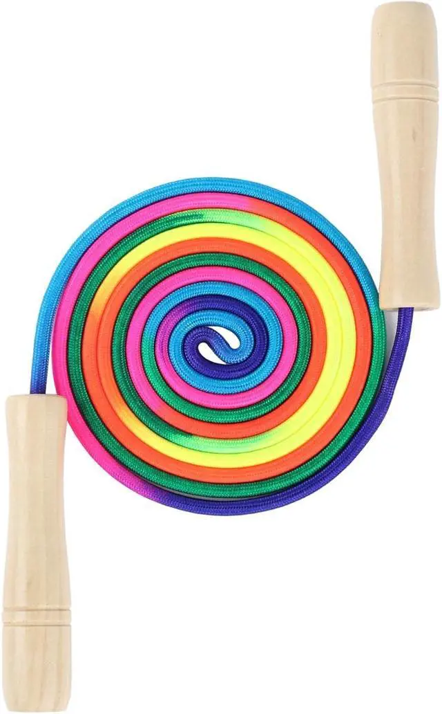 Alt view image 3 of 4 - Jump Rope for Kids, Children Adjustable Cotton Skipping Rope with Wooden Handle for Boys Girls Fitness Outdoor Activity