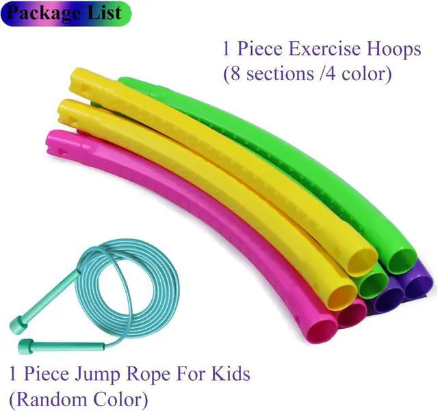 Alt view image 7 of 7 - Toy Color Hoop and Jump Rope for Kids, Detachable & Size Adjustable Plastic Colourful Exercise Hoop for Boys and Girls Party Games, Gymnastics, Dog Agility Equipment, Christmas Wreath
