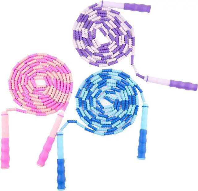Main image of Beaded Bamboo-Segment Jump Rope - Durable PVC Skipping Rope with Anti-Slip Handle, Tangle-Free Design & Adjustable Length for Beginners