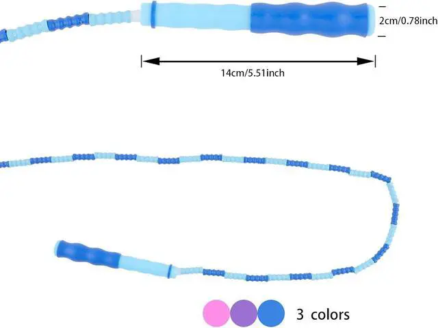 Alt view image 2 of 5 - Beaded Bamboo-Segment Jump Rope - Durable PVC Skipping Rope with Anti-Slip Handle, Tangle-Free Design & Adjustable Length for Beginners