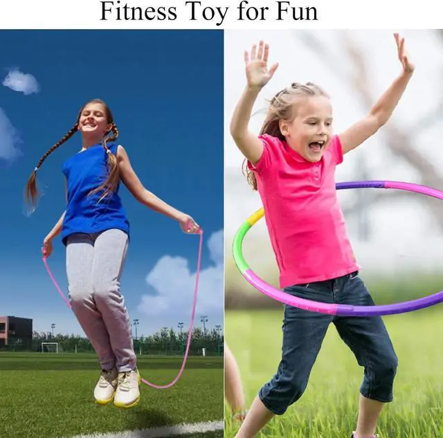 Alt view image 2 of 7 - Toy Color Hoop and Jump Rope for Kids, Detachable & Size Adjustable Plastic Colourful Exercise Hoop for Boys and Girls Party Games, Gymnastics, Dog Agility Equipment, Christmas Wreath