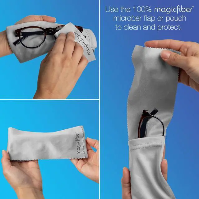 Alt view image 3 of 7 - MagicFiber Soft Microfiber Glasses & Sunglasses Pouch Case, Eyeglass Bag | Built-In Cleaning Cloth, Slim Eye Sleeve or Jacket for Men & Women, Reading Glasses