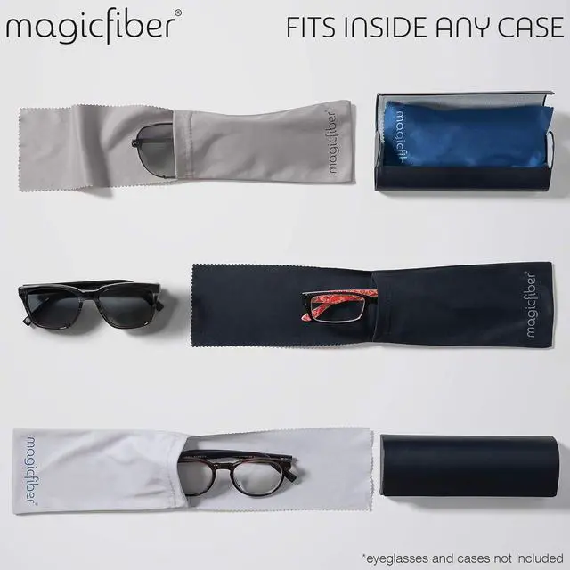 Alt view image 4 of 7 - MagicFiber Soft Microfiber Glasses & Sunglasses Pouch Case, Eyeglass Bag | Built-In Cleaning Cloth, Slim Eye Sleeve or Jacket for Men & Women, Reading Glasses