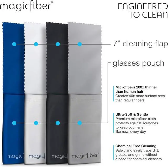 Alt view image 5 of 7 - MagicFiber Soft Microfiber Glasses & Sunglasses Pouch Case, Eyeglass Bag | Built-In Cleaning Cloth, Slim Eye Sleeve or Jacket for Men & Women, Reading Glasses